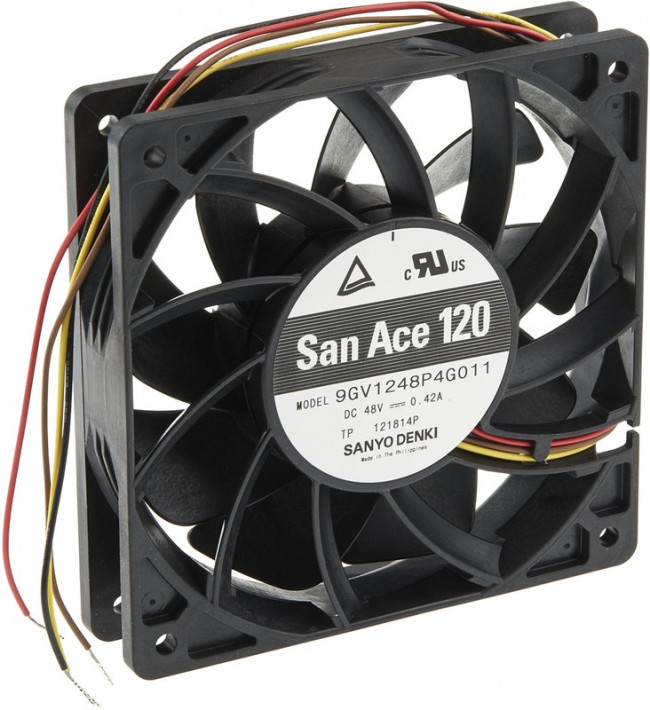 9GV1248P4G011, San Ace 9GV Series Axial Fan, 48 V dc, DC Operation, 289.8m³/h, 20.16W, 420mA Max, 120 x 120 x 25mm