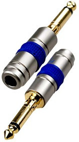 1-130G, штекер аудио 6.35мм моно металл на кабель "позолоченный"