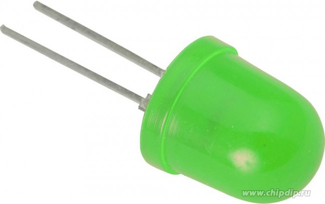 L-793GD, Светодиод 8мм/зеленый/ 568нм/30-60мкд/30°