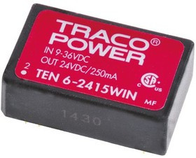 TEN 6-2415WIN, DC/DC преобразователь, 6Вт, вход 9-36В, выход 24В/0.25А TEN 6-2415WIN, DC/DC преобразователь, 6Вт, вход 9-36В, выход 24В/0.25А
