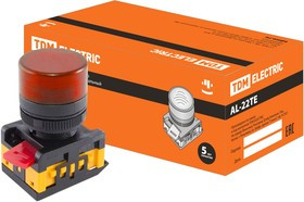 Лампа AL-22TE сигнальная d22мм красный неон/230В цилиндр TDM