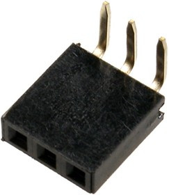 PBS-3R (DS-1024 - 1x3 - R), Гнездо на плату 2.54мм 1х3pin угловое
