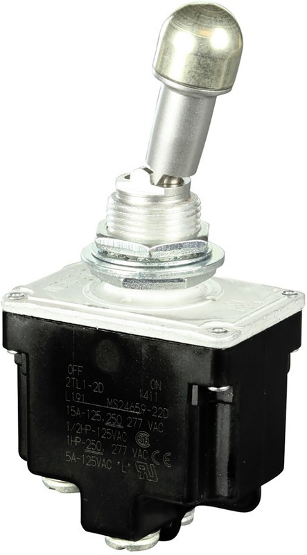 2TL1-2D, Toggle Switches DPST OFF-ON Screw Term