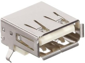 690-004-221-013, Разъем USB, USB Типа A, USB 1.0, Гнездо, 4 вывод(-ов), Монтаж на Печатную Плату, Прямой Угол