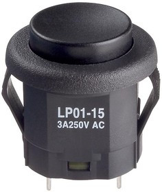 LP0115CMKW01A, SWITCH, PUSHBUTTON, NON-ILLUMINATED, SPDT, 3A, BLACK
