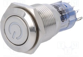 V16-11DT-12Y-S, Переключатель: антивандальный, Пол: 2, SPDT, 0,5A/220ВAC, 1A/24ВDC