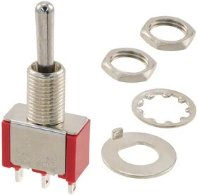 2M1-SP3-T1-B1-M1QE, Toggle Switches 1-pole, ON - OFF - ON, 5A/2A 125VAC or 28VDC/250VAC not HP rated, Non-Illuminated, Sealed Round Bat Mini
