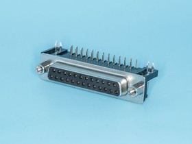 DRB-25FA, Разъем D-SUB 25 контактов, гнездо на плату, прямой угол 7.2мм, тип 2