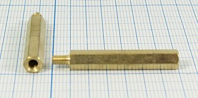 Стойка для печатных плат PCHSN-30, латунь, M3; Q-7162 стойка L30,0\М3x6-М3\ S5\лат\\PCHSN