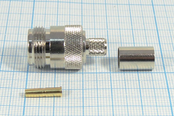 Гнездо N, под кабель RG6, под обжим; №9075 гн N\RG6\\обж\ Гнездо N, под кабель RG6, под обжим; №9075 гн N\RG6\\обж\