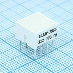 HLMP-2965, Светодиодный модуль 1хLEDх8,89х8,89мм/ красный/626нм/19-45мкд - зеленый/572нм/ 25-50мкд/белый матовый/bicolor