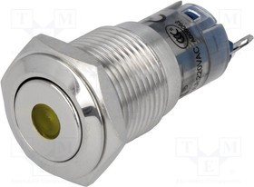 V16-21D-12Y-S, Переключатель: антивандальный, Пол: 2, SPDT, 0,5A/220ВAC, 1A/24ВDC