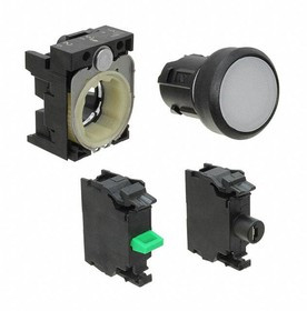 45-1231.11N6.000.101, Pushbutton Switches Wht LED 24VAC/DC 1NO On-Off Scrw Trm