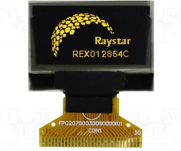 REX012864CYAP3N00000, Дисплей: OLED, графический, 128x64, Разм: 26,7x19,26x1,41мм REX012864CYAP3N00000, Дисплей: OLED, графический, 128x64, Разм: 26,7x19,26x1,41мм