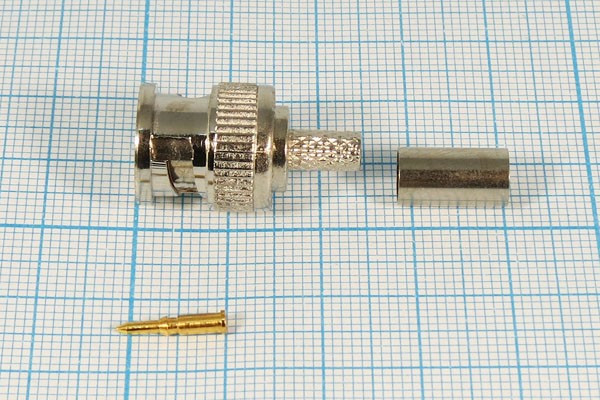 Штекер BNC на кабель, обжимной, под кабель RG58; Q-901 штек BNC\RG58\\обж\