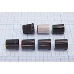 Ручка круглая диаметр 13.3мм, диаметр регулятора 6.0мм, пластик, черный/зеленый, CP;№9265 ручка d6,0