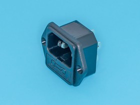 AC-3FL, Разъем питания 220В C14, вилка на блок, с держателем предохранителя 5х20мм, крепление винты, 10A