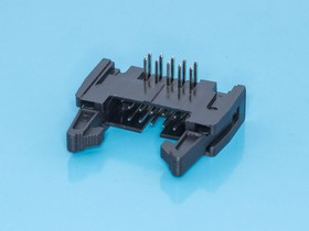 SCM-10R, Разъем IDC 2х5 вилка на плату, с защелками, шаг 2.54мм, прямой угол