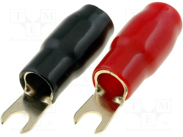 TERMINAL-SPADE-6G, Наконечник: вилочный, M4, 16мм2, позолота, изолированный