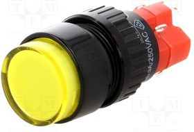 V16Y-11-230Y, Переключатель: кнопочный, Пол: 2, SPDT, 3A/220ВAC, 2A/24ВDC, IP40