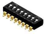 DM-08-V-T/R, 8Bit SPST Black Slide (Standard), SMD16P,6.2x21.3mm DIP Switches ROHS DM-08-V-T/R, 8Bit SPST Black Slide (Standard), SMD16P,6.2x21.3mm DIP Switches ROHS