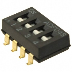 1-1825059-3, Switch DIP OFF ON SPST 4 Flush Slide 0.1A 24VDC Gull Wing 2.54mm SMD Box/Tube