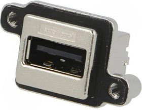 MUSB-A511-N0, Гнездо, USB A, MUSB, на панель, винтами, THT, прямой, USB 2.0, IP67