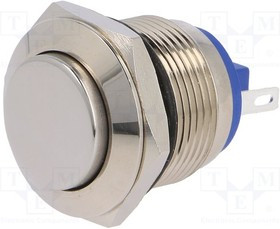 V19-12H-N, Переключатель антивандальный, 1, SPST-NO, 2A/36ВDC, IP65, 19мм