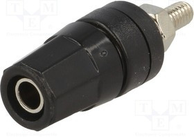 BS-244GSM-B, Гнездо, "банан" 4мм, 24А, черный, Монтаж винтами,на панель, 36мм