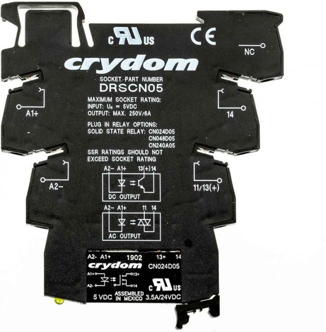 DRA-CN024D05, Твердотельное реле, SPST-NO, 3.5 А, 24 В DC, DIN-рейка, Винт, Переход Через Нуль