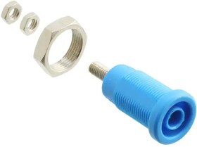 72930-6, Test Plugs &amp; Test Jacks PANEL MT IEC 4MM(0.16IN)JACK FOR SHEATHED PLUG, HEX NUT, (BLUE)