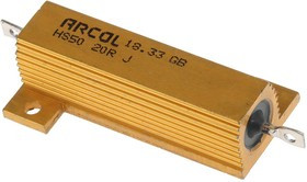 HS50 20R J, 20 50W Wire Wound Chassis Mount Resistor HS50 20R J ±5%