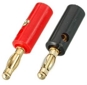 Разъем BANANA штекер пластик на кабель, винт, Gold, PL2234