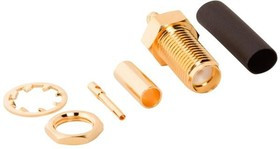 132119, Гнездо; SMA; "мама"; прямой; 50Ом; обжим; на панель; тефлон