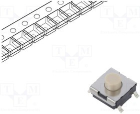 B3FS-1012P, Микропереключатель TACT, SPST-NO, Пол: 2, 0,05A/24ВDC, SMT, нет