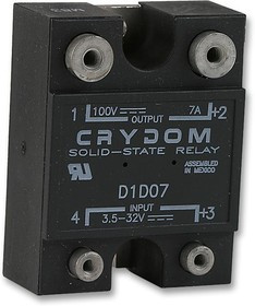 D1D07, Твердотельное реле, SPST-NO, 7 А, 100 В DC, Панель, Винт, DC Переключатель D1D07, Твердотельное реле, SPST-NO, 7 А, 100 В DC, Панель, Винт, DC Переключатель