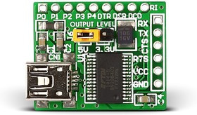 MIKROE-483, USB UART Board, Плата преобразователя интерфейса USB UART на базе FT232R