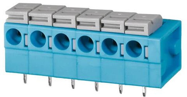 TBL004-508-06BE-2GY, Fixed Terminal Blocks Terminal block, screwless, 5.08, Horizontal, 6 Blue w Grey button