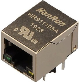 HR911105A, 8P8C розетка на плату RJ45 10/100Мб