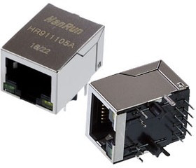 HR911105A, 8P8C розетка на плату RJ45 10/100Мб