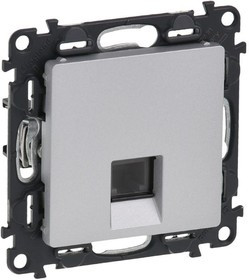 753638, Valena LIFE Розетка телефонная RJ11 одиночная с лицевой панелью алюминий