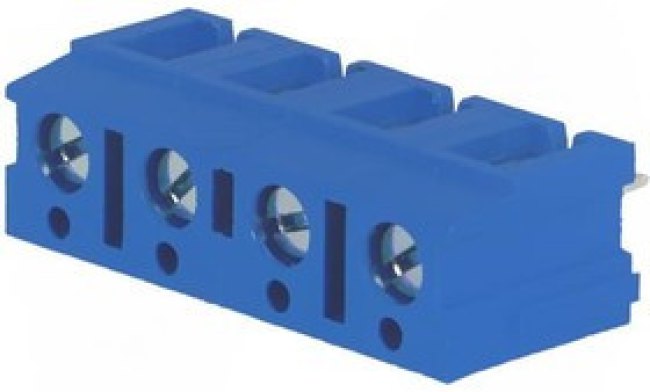 DG305-7.5-04P-12, Зажимная рейка для печатных плат, угловой 90°, 7,5мм, на PCB DG305-7.5-04P-12, Зажимная рейка для печатных плат, угловой 90°, 7,5мм, на PCB