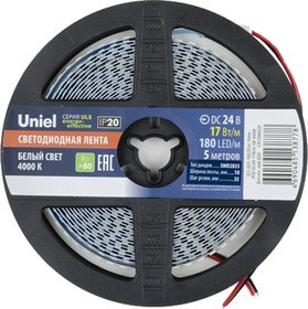 Светодиодная лента 180LED/m-10mm-IP20- DC24V-17W/m-5M-4000K катушка в герметичной упаковке UL-00007643