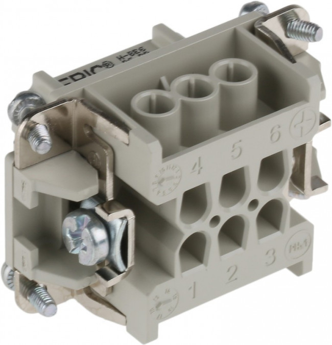 10191000, Heavy Duty Power Connector Module, 16A, Female, H-BE Series, 6 Contacts