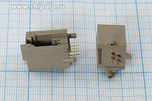 Разъем телефонный 4P4C розетка, контакты 4P, на плату/угловой, T9-4P4C