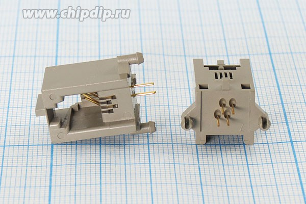 Разъем телефонный 4P4C розетка, контакты 4P, на плату/угловой, T9-4P4C
