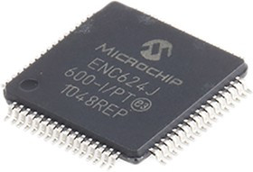 ENC624J600-I/PT, ENC624J600-I/PT, Ethernet Controller, 10Mbps MII, MIIM, Serial-SPI, 3.3 V, 64-Pin TQFP ENC624J600-I/PT, ENC624J600-I/PT, Ethernet Controller, 10Mbps MII, MIIM, Serial-SPI, 3.3 V, 64-Pin TQFP