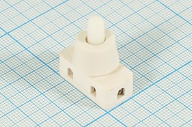 Переключатель кнопочный, d10, 220В, 2.0А, ON-OFF, белый, контакты 2C, PBS-17A-3