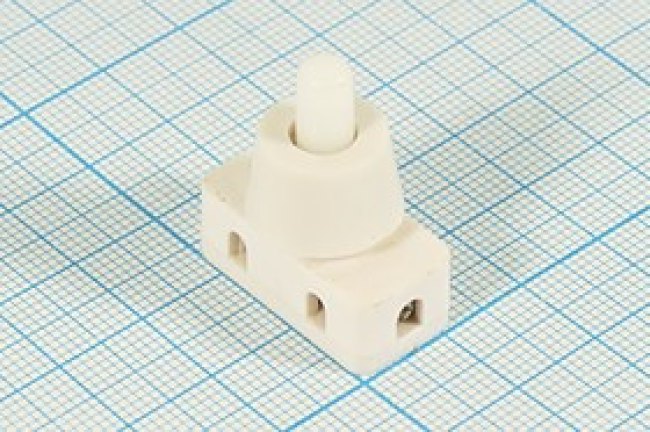 Переключатель кнопочный, d10, 220В, 2.0А, ON-OFF, белый, контакты 2C, PBS-17A-3