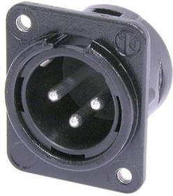 NC3MDM3LBAG-1, XLR Connectors 3P M RECEPT DL1 SER SODER CUPS BLK/SIL